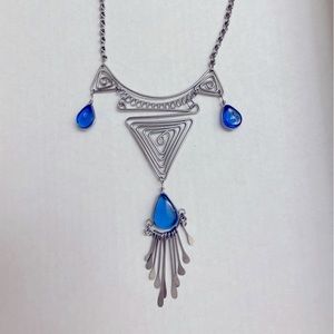 Sterling silver necklace with blue crystals, hand crafted in Panama